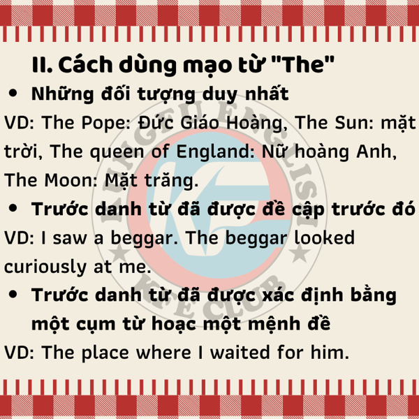 CÁCH SỬ DỤNG MẠO TỪ THE 2 Cách dùng mạo từ the